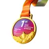 Medalla de Cristal Ailuya Concurso de Diseño Creativo Premio Conmemorativo Deportivo Placa Metálica Chapada en Oro Regalo Empresarial