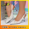 Sandalias cerradas de lunares estilo francés para primavera-verano para mujer, nuevo modelo de verano 2026, tacones altos destalonados de punta con lazo