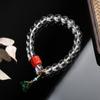 Pulseira de Cristal Branco com Contas para Mulheres, Mantra Seis Caracteres de Cinábrio Natural, Nova Pulseira Estilo Chinês, Item Popular para Atacado