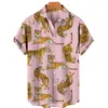 Camisa de Moda Europea y Americana Transfronteriza para Hombre Estilo Nuevo Estampado Digital 3D Hawaiana Casual de Manga Corta Cárdigan Superior