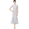 Nuevo Vestido de Sirena Elegante Estilo Chanel para Otoño 2025, Delgado en la Cintura, Hueco, de Manga Corta, con Encaje