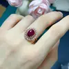 Anillo de Rubí Natural Antiguo de Alta Calidad, Cristal de Rubí Transparente Tan Brillante Como el Fuego, Ajustable