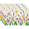 Mat de aislamiento impermeable con estampado a una cara de lino, estilo floración de tulipán y girasol, temática de flores y pájaros, nuevo de verano, transfronterizo de Temu