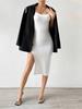 Vestido de Tricô Bodycon de Cintura Alta com Fenda Verão 2026 Europeu e Americano Transfronteiriço Vestido Sexy Slim-Fit com Alças Finas