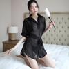 Xiucaisha Lencería Sexy Chifón Sexy Camisa Blanca Uniforme Tentación Hogar Hombros Descubiertos Pijama Sexy Transparente Coqueteo