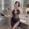 Fan Lei Lencería Sexy Falda Larga Sexy Uniforme de Malla Transparente Atractivo Conjunto de Pijamas Apasionado Qqny710