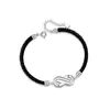 Pulseira de Casal em Prata Esterlina 925 Símbolo Ilimitado Moda Zircônia Joker Pulseira Estilo Ins Anel Moby Corda de Mão Uus