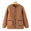Chaqueta redonda estilo Chanel para madre, reductora de edad, con forro polar añadido, estilo grueso, top moderno y versátil, ropa de mujer estilo otoño e invierno, talla grande