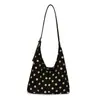 Bolsa de ombro de bolinhas estilo coreano, elegante e versátil, bolsa de axila de grande capacidade, design moderno, bolsa mãe e filha