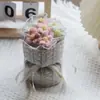 7 ramo de punto de lana flor pompón estilo campestre pequeño ramo para sostener ramo de tela tejida al por mayor