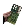 Capa de Couro Patchwork Verde de Nicho com Janela Grande para iPhone 16, Adequada para iPhone 17 Pro Max e iPhone 15