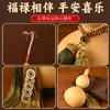 Colgante de calabaza natural, calabaza real, nudo chino, piedra de olivo auspiciosa, monedas de los Cinco Emperadores, decoración de sala de estar, artículo de colección de tamaño grande