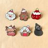 Broche pequeno de Natal, distintivo de metal japonês fofo, desenho animado, casal, alfinete, bolsa personalizada, roupas, decorações para homens e mulheres