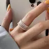 Anel de Dedo Aberto com Laço Estéreo de Bolhas para Mulheres, Simples e Fashion, Geométrico, Camadas Múltiplas, Prata S925 Banhado, Tendência