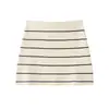 Para Comércio Exterior Transfronteiriço Europeu e Americano Roupas Femininas Aliexpress Mais Vendidas Verão Listrada Manga Curta Jaqueta de Tricô + Minissaia