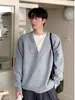 Directo de Fábrica Tejido de Punto Falso de Dos Piezas Ropa Exterior de Nicho de Gama Alta Diseño Retro Americano Suéter de Manga Larga para Hombre