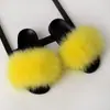 Sapatos de Pelo de Raposa Real Europeus e Americanos para Comércio Exterior Femininos Verão Pelo de Pele Chinelos Sandálias Baixas Pelo de Guaxinim