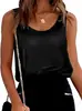 Camisa sin mangas de satén de marca independiente de Amazon para mujer, cuello redondo, top sin mangas de satén de exportación de alta elasticidad, adecuado para ir al trabajo y se puede usar al aire libre