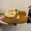 Zapatos Birkenstock Retro 2026 Nuevos de Invierno Forrados de Felpa Calientes Peludos Slip-On Antideslizantes para Exteriores Zapatos de Algodón para Nieve para Mujer
