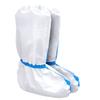 Cubrezapatos desechables de tela no tejida con película transpirable, banda azul, protector de PE impermeable, cubierta de zapato para pizarra blanca, cubrezapatos SF para granja