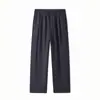 Calça casual masculina, estilo outono e inverno, corte solto, mistura de lã, cintura com cordão, totalmente elástica, resistente a rugas, quente e com design de perna curva