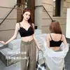 Sujetador Estilo Chica Picante de Encaje con Escote en V Profundo, Estilo Falso de Dos Piezas, Copa de Látex Integrada, Ropa Interior Cómoda, Simple y Transpirable
