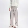 Calça Casual Listrada Estilo Old Money Estilo Hong Kong para Homens, Temporada de Primavera, Calça de Caimento Levemente Flare, Calça Reta Estilo BF Preguiçoso Solta