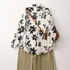 Camisa Retrô com Estampa de Tinta para Primavera e Outono, Top Fino Versátil de Alta Qualidade Novo Estilo Chinês para Mulheres Que Parecem Mais Jovens