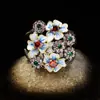 Estación Independiente Venta Caliente Transfronteriza Nuevo Producto Anillo de Flor de Gota de Aceite, Anillo de Moda Personalizado Creativo Lujo Accesible Incrustado de Diamantes Joyería