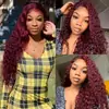 Comércio Exterior Transfronteiriço Moda Europeia e Americana Renda Frontal Vinho Tinto Pequeno Rolo Rolo Manual Cabelo Cacheado Fofo Peruca Quente Africana