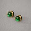 Diseño Nicho Francés Trendy Retro Doble Cara Vidrio Rojo Verde Aretes Simples Elegantes Chapados en Oro Aretes para Mujer