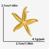 Brincos de Aço Inoxidável 304 Estilo Oceano Europeu e Americano Estrela-do-Mar Brincos Nicho Femininos Brincos de Metal 18k Design Avançado