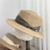 Sombrero de Paja Artístico Retro Estilo Francés, Sombrero de Paja Plano de Moda y Sencillo, Sombrero de Playa con Protección Solar para Vacaciones en la Playa