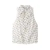 Para Comércio Exterior Transfronteiriço Europeu e Americano Roupas Femininas Aliexpress Venda Quente Moda Sexy Sem Mangas Bolinhas Gola Halter Blusa de Chiffon