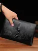 Bolso de Mano de Cuero Suave con Patrón de Cocodrilo Billetera de Negocios de Gran Capacidad para Hombre Bolso de Mano Largo Tipo Sobre para Hombre Bolso Social Juvenil