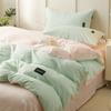 Estilo sin imprimir Algodón 100% Juego de Cuatro Piezas para Cama Lujo Sencillo y Accesible Algodón de Fibra Larga Algodón Puro Funda Nórdica Cama Sábanas de Cama Juego de Tres Piezas para Dormitorio 4