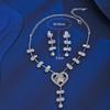 Conjunto de dos piezas de collar y pendientes con diamantes de imitación, elegante joyería nupcial transfronteriza, venta directa de fábrica.
