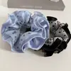 Scrunchie Patchwork de Cetim com Bolinhas Coreano para Mulheres, Borda Franzida Multicamadas, Elástico Grande Elegante para Rabo de Cavalo