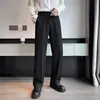 Calça Social Masculina de Corte Reto com Caimento, Cor Sólida, Versátil, Resistente a Amassados, Calça Larga de Corte Amplo, Estilo Coreano, Não Precisa Passar, Toque Fresco, Calças Compridas até o Chão