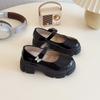 Zapatos de Cuero Cómodos para Niñas 2025 Primavera y Otoño Nuevos Zapatos Planos Negros de Punta Redonda para Niños Grandes Zapatos Mary Jane para Niños Grandes Zapatos Casuales Modernos
