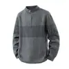 Suéter Masculino Zíper Tricô Pesado Estilo Old Money, Pulôver Jacquard Solto Manga Longa, Suéter Casual Vintage Outono Inverno