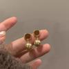 Pendientes de esmalte marrón café para otoño e invierno, nuevos pendientes de moda retro sencillos para mujer, pendientes de viento frío