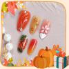 Puntas de Uñas Talladas 3D de Hoja de Arce Otoño e Invierno Transfronterizas Europeas y Americanas, 30 Piezas, Puntas de Uñas Artísticas en Degradado Naranja al por Mayor