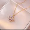 Collar para Mujer, Estilo Celebridad de Internet Europeo y Americano, Conjunto de Accesorios Giratorio de Flor de Girasol con Circonita Transfronterizo, Cadena para Clavícula Giratoria de 360 Grados