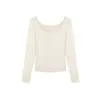 Camiseta de Encaje Estilo Puro Bm de Dos Piezas Falsas de Manga Larga para Mujer Primavera y Otoño Francesa de Gama Alta Ajustada Dulce Picante Top
