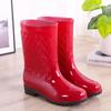 Novas botas de chuva com forro de lã de cano médio, botas de chuva, sapatos impermeáveis, sapatos de borracha, galochas, sapatos aquáticos, moda feminina, adulto, antiderrapante, botas de chuva altas