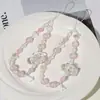 Colgante Estrella Nube Rosa que Atraviesa el Viento Cadena de Teléfono Móvil con Cuentas Lanyard Colgante de Cámara Cuerda Anti-Pérdida Colgante de Llavero No
