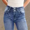 Ventas Directas de Fábrica Transfronterizas Europeas y Americanas 2026 Nuevo Estilo Jeans con Bordado en Bolsillo Trasero Jeans Ajustados Elásticos de Doble Botón para Mujer