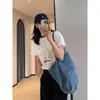 Algodón de Calidad Agradable para la Piel Anti-Arrugas Estampado de Velero Bordado Holgada Manga Corta Cuello Redondo Camiseta Mujer 2026 Verano Nuevo H043003