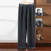 Pantalones de Punto de Cachemira Versátiles de Otoño e Invierno con Costura Central para Hombre, Elegantes, con Cordones, Rectos, Caídos, Sueltos, Casuales